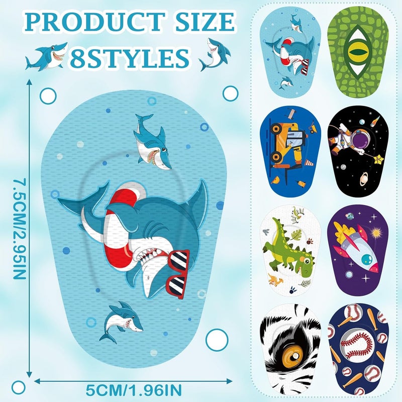 Siifert 48 Pcs Latex Free Adhesive Eye Patches for Kids Latex Free Disposable Cute Adhesive Bandages for Amblyopia Light Blocking Lazy Eye Toddler Boys Girls, 8 Styles - Image 2